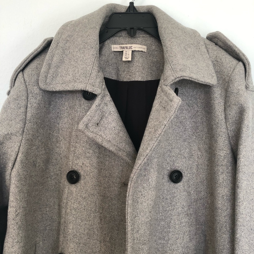Zara Trafaluc Outerwear Gray Pea Coat - Picture 3 of 7